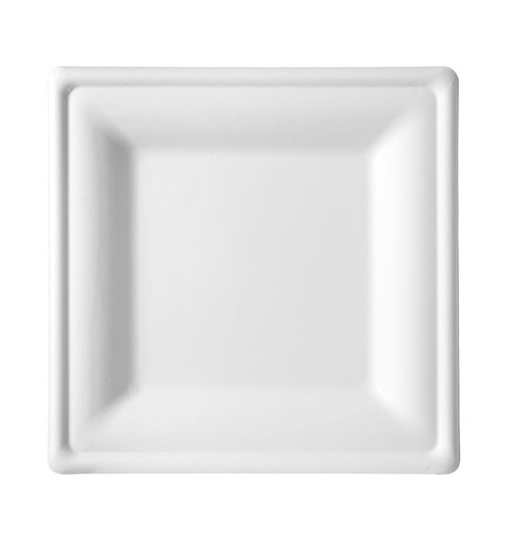Talíř Čtvercový z Cukrové Třtiny Bílý 200x200mm (50 Kousky) Talíř Čtvercový z Cukrové Třtiny Bílý 200x200mm (50 Kousky)