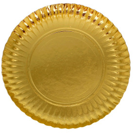 Kartonové Talíře Kulatý Zlatý 230 mm (500 Kousky)