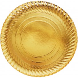 Kartonové Talíře Kulatý Zlatý 300 mm (400 Kousky)