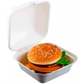 Krabička na Hamburger z Cukrové Třtiny Bílý 152x152x84mm (50 Kousky)