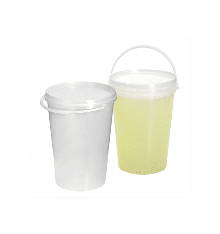 Kbelík Průhledný s Ouškem a Víčko 1000 ml (200 Kousky) Kbelík Průhledný s Ouškem a Víčko 1000 ml (200 Kousky)