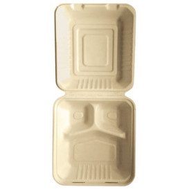 Menu Box z Cukrové Třtiny 3 Vrstvami Přírodní 20x20x7,5cm (50 Kousky)