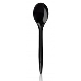Plastová lžíce Luxury Černá 125 mm (2000 Kousky)