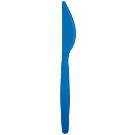 Plastový Nůž Easy PS Modrý Průhledný 185mm (500 Kousky)