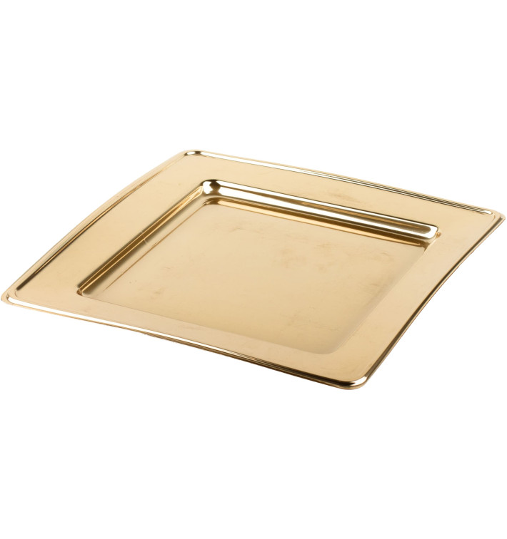 Plastové Talíř PET Čtvercový Zlato 18cm (6 Kousky) Plastové Talíř PET Čtvercový Zlato 18cm (6 Kousky)