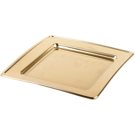 Plastové Talíř PET Čtvercový Zlato 18cm (180 Kousky)