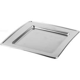 Plastové Talíř PET Čtvercový Stříbrný 18cm (180 Kousky)