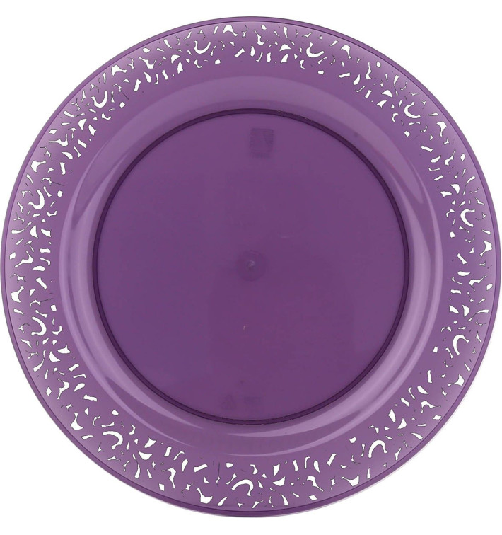 Plastové Talíř Kulatý " Lace " Lilek 19cm (4 Kousky) Plastové Talíř Kulatý " Lace " Lilek 19cm (4 Kousky)