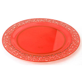 Plastové Talíř Kulatý " Lace " Oranžový 19cm (4 Kousky)