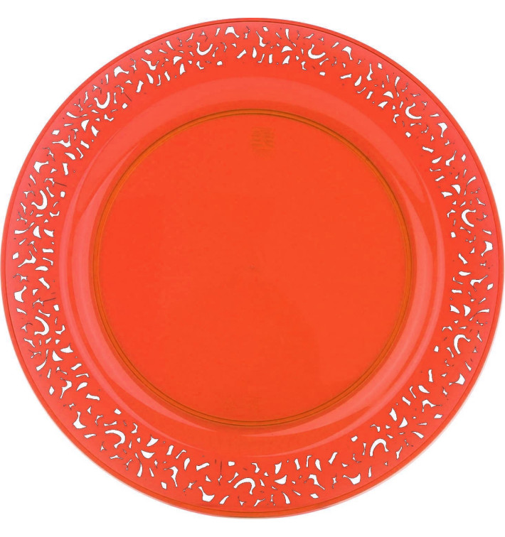 Plastové Talíř Kulatý " Lace " Oranžový 19cm (88 Kousky) Plastové Talíř Kulatý " Lace " Oranžový 19cm (88 Kousky)