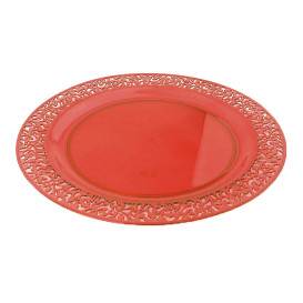 Plastové Talíř Kulatý " Lace " Oranžový 23cm (4 Kousky)