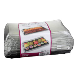 Podnos Plastový Černá s Víčko PET 12x22 Vrstvym (15 Kousky)