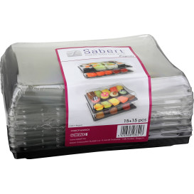 Podnos Plastový Černá s Víčko PET 16x22 Vrstvym (15 Kousky)