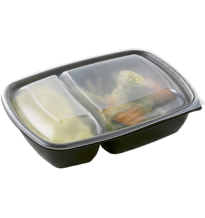 Obaly PP Černá 2 Vrstvy s Víčko 900ml 23x16,5x7cm (15 Kousky) Obaly PP Černá 2 Vrstvy s Víčko 900ml 23x16,5x7cm (15 Kousky)