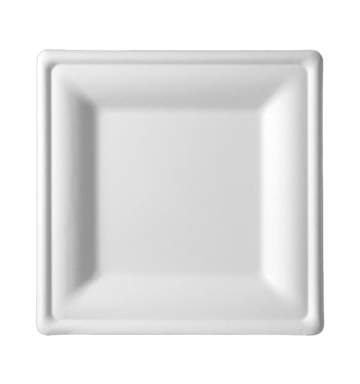 Talíř Čtvercový z Cukrové Třtiny Bílý 150x150mm (500 Kousky) Talíř Čtvercový z Cukrové Třtiny Bílý 150x150mm (500 Kousky)