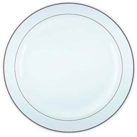 Plastové Talíř s Okraj Stříbrný 19cm (120 Kousky)