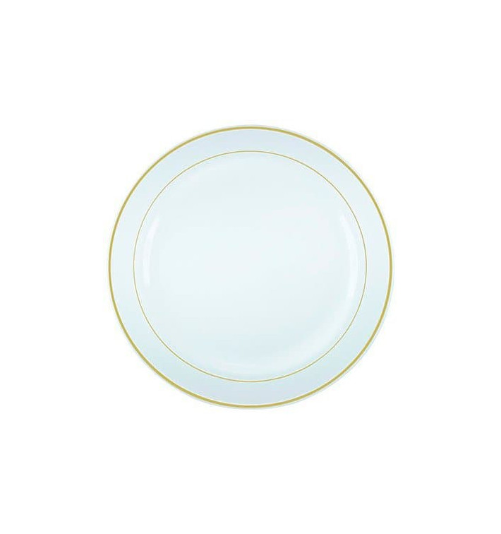 Plastové Talíř s Okraj Zlato 19cm (10 Kousky) Plastové Talíř s Okraj Zlato 19cm (10 Kousky)