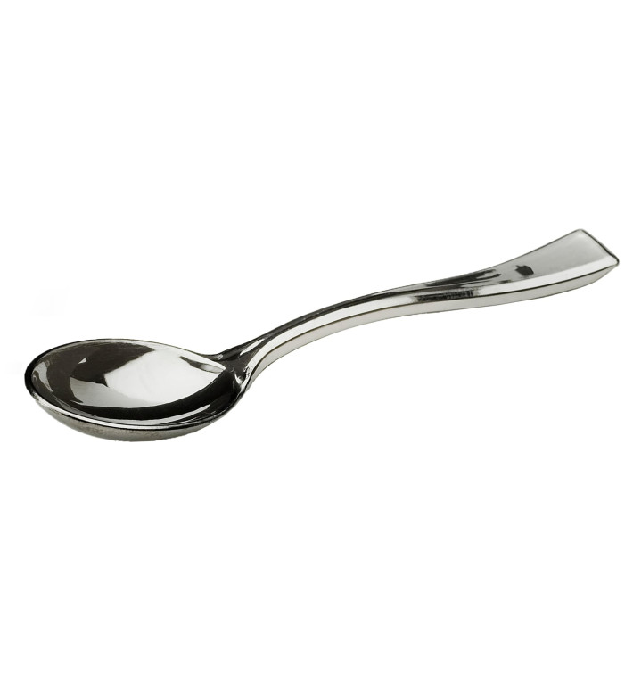 Plastová lžíce Kovová 100mm (50 Kousky) Plastová lžíce Kovová 100mm (50 Kousky)