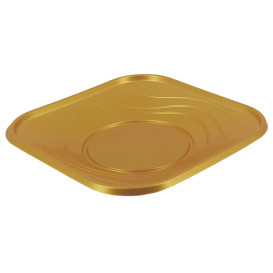 Plastové Talíř PP " X-Table " Čtvercový Zlato 180mm (120 Kousky)