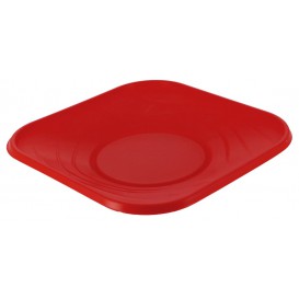 Plastové Talíř PP " X-Table " Čtvercový Červené 230mm (8 Kousky)