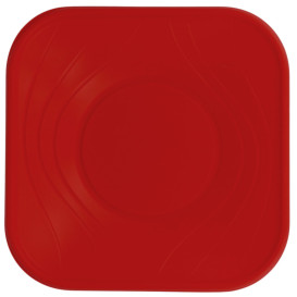 Plastové Talíř PP " X-Table " Čtvercový Červené 230mm (120 Kousky)