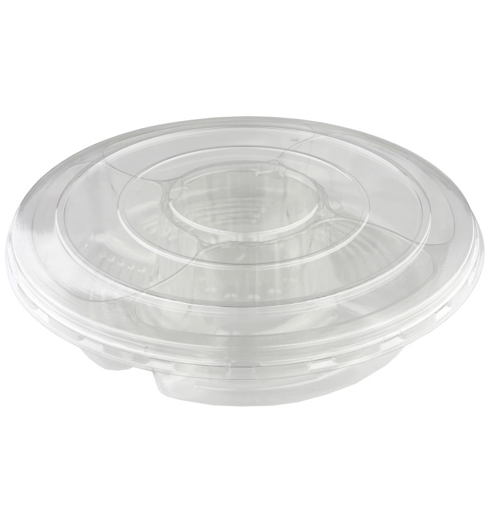 Plastové Misky PET 5 Vrstvami s Víčko Ø35x7cm (50 Kousky) Plastové Misky PET 5 Vrstvami s Víčko Ø35x7cm (50 Kousky)