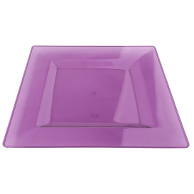 Plastové Talíř Čtvercový Extra Tuhý Lilek 20x20cm (4 Kousky)