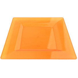 Plastové Talíř Čtvercový Extra Tuhý Oranžový 20x20cm (4 Kousky)
