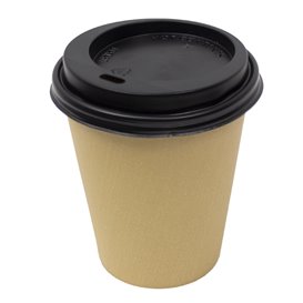 Víčko s Otvorem Černá Kartonové Kelímek 8, 9, 12 Oz Ø8,0cm (100 Kousky)