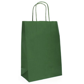 Papírové Tašky Kraft Zelený s Ouškems 80g 20+10x29 cm (50 Kousky)