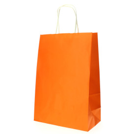 Papírové Tašky Oranžový s Ouškems 80g 20+10x29 cm (25 Kousky)