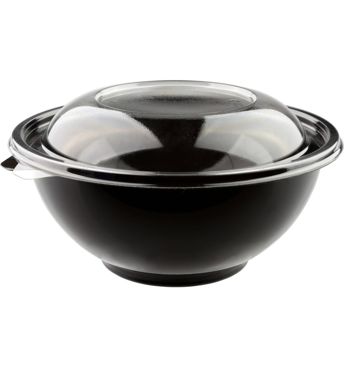 Plastové Misky Černá PET s Víčko 1500ml Ø230mm (5 Kousky) Plastové Misky Černá PET s Víčko 1500ml Ø230mm (5 Kousky)