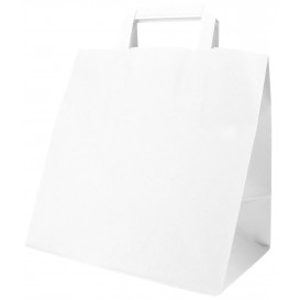 Papírové Tašky Bílá s Plochým Ouškem 70g 26+18x26cm (250 Kousky)