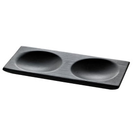 Bambusovy Talíř pro Ochutnávky 2 Vrstvy Černá 12x6cm (12 Kousky)
