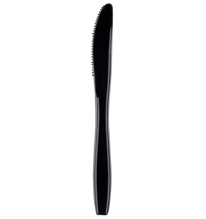Plastový Nůž Premium PS Černá 190mm (50 Kousky) Plastový Nůž Premium PS Černá 190mm (50 Kousky)