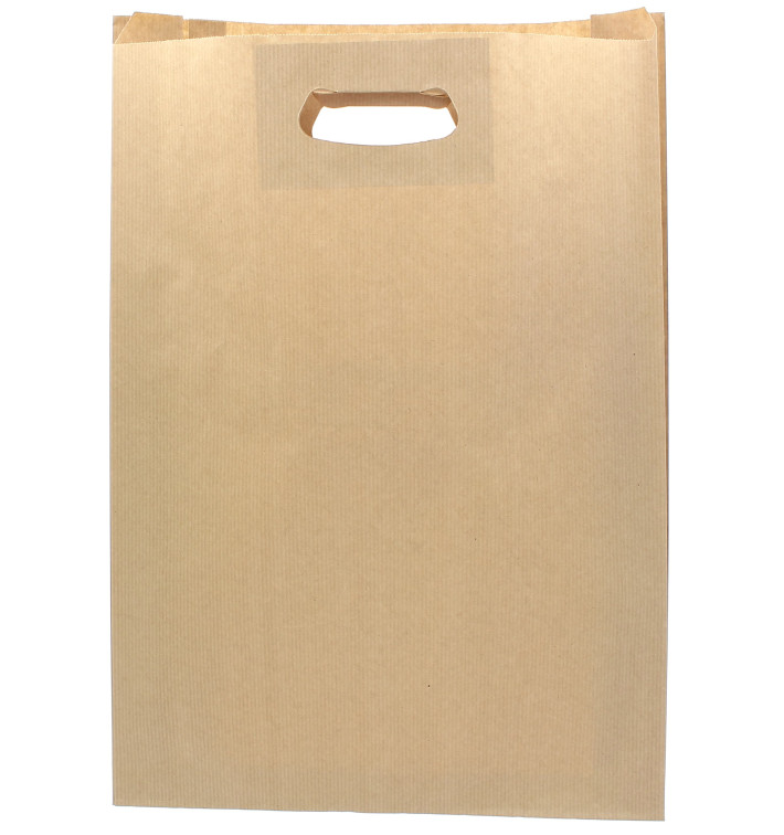 Papírové Tašky Kraft s Plochým s Průhmatem 31+8x42 Vrstvym (250 Kousky) Papírové Tašky Kraft s Plochým s Průhmatem 31+8x42 Vrstvym (250 Kousky)