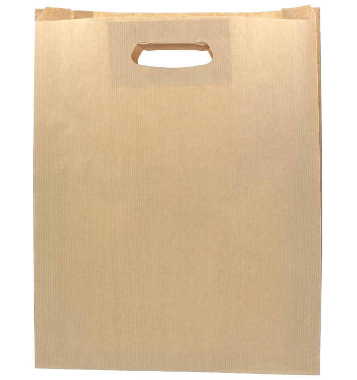 Papírové Tašky Kraft s Plochým s Průhmatem 41+10x42 Vrstvym (250 Kousky) Papírové Tašky Kraft s Plochým s Průhmatem 41+10x42 Vrstvym (250 Kousky)