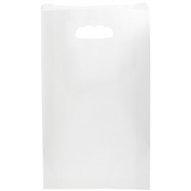 Papírové Tašky Bílý s Plochým s Průhmatem 24+7x37cm (250 Kousky)