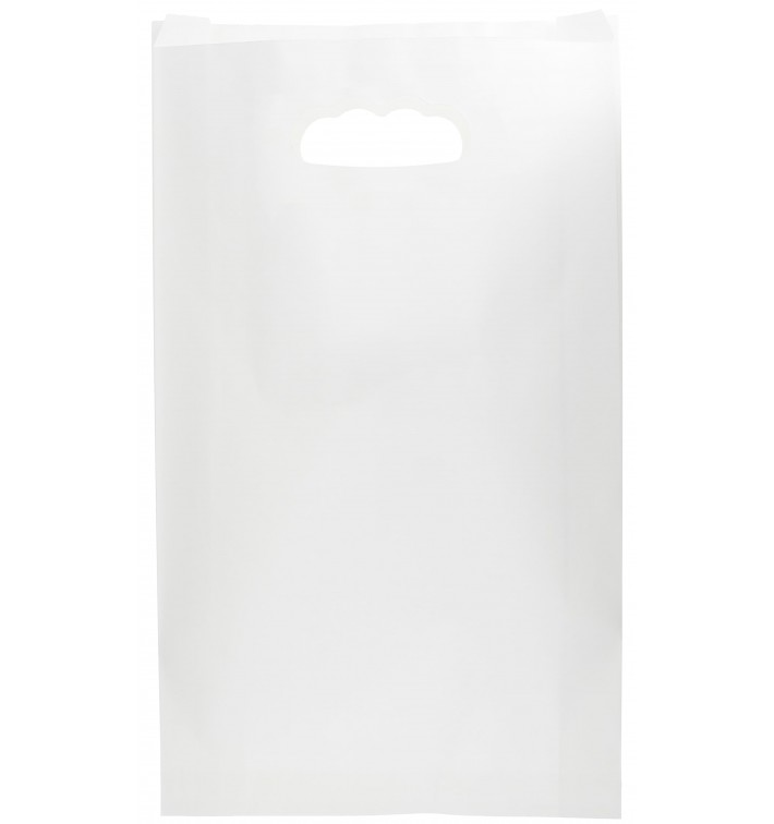 Papírové Tašky Bílý s Plochým s Průhmatem 24+7x37cm (250 Kousky)