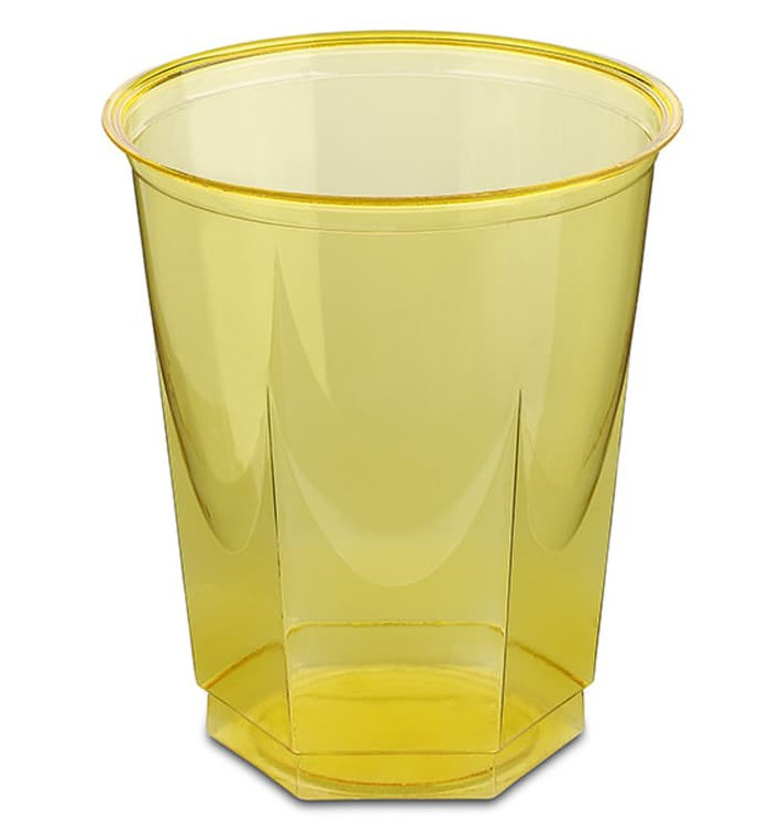 Šestihranný Plastové Kelímek PS Krystal Žlutá 250ml (250 Kousky) Šestihranný Plastové Kelímek PS Krystal Žlutá 250ml (250 Kousky)