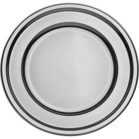 Plastový Podnos PET Kulatý Stříbrný 30 cm (5 Kousky)