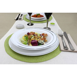 Plastové Talíř na Polévku Ribete Stříbrný 23cm (20 Kousky)