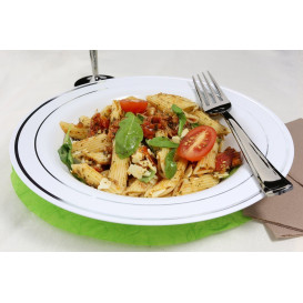 Plastové Talíř na Polévku Ribete Stříbrný 23cm (20 Kousky)