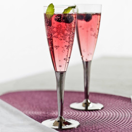 Plastové Sklenice Cava s Černou Stříbrný 100ml (10 Kousky)