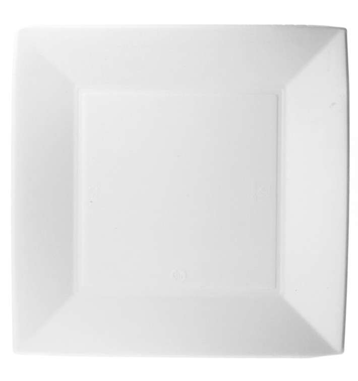 Talíř Čtvercový z Cukrové Třtiny Pěkný Bílý 230x230mm (50 Kousky) Talíř Čtvercový z Cukrové Třtiny Pěkný Bílý 230x230mm (50 Kousky)