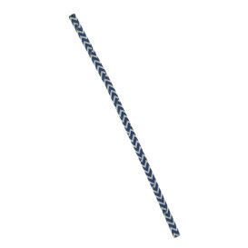 Papírová Rovná Brčka Modrý a Bílý Ø6mm 20cm (100 Kousky)