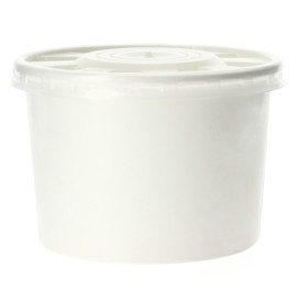 Kartonová Miska Bílý s Víčko PP 250ml (50 Kousky)