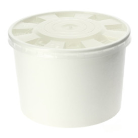 Kartonová Miska Bílý s Víčko PP 250ml (50 Kousky)