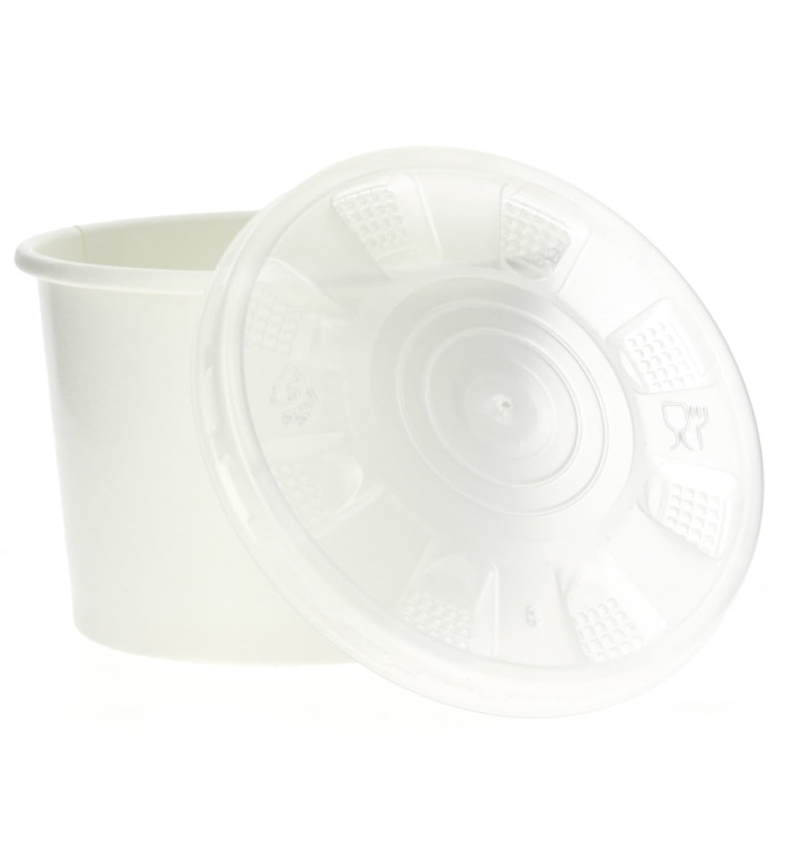 Kartonová Miska Bílý s Víčko PP 250ml (250 Kousky) Kartonová Miska Bílý s Víčko PP 250ml (250 Kousky)