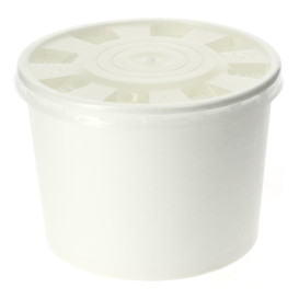 Kartonová Miska Bílý s Víčko PP 250ml (250 Kousky)